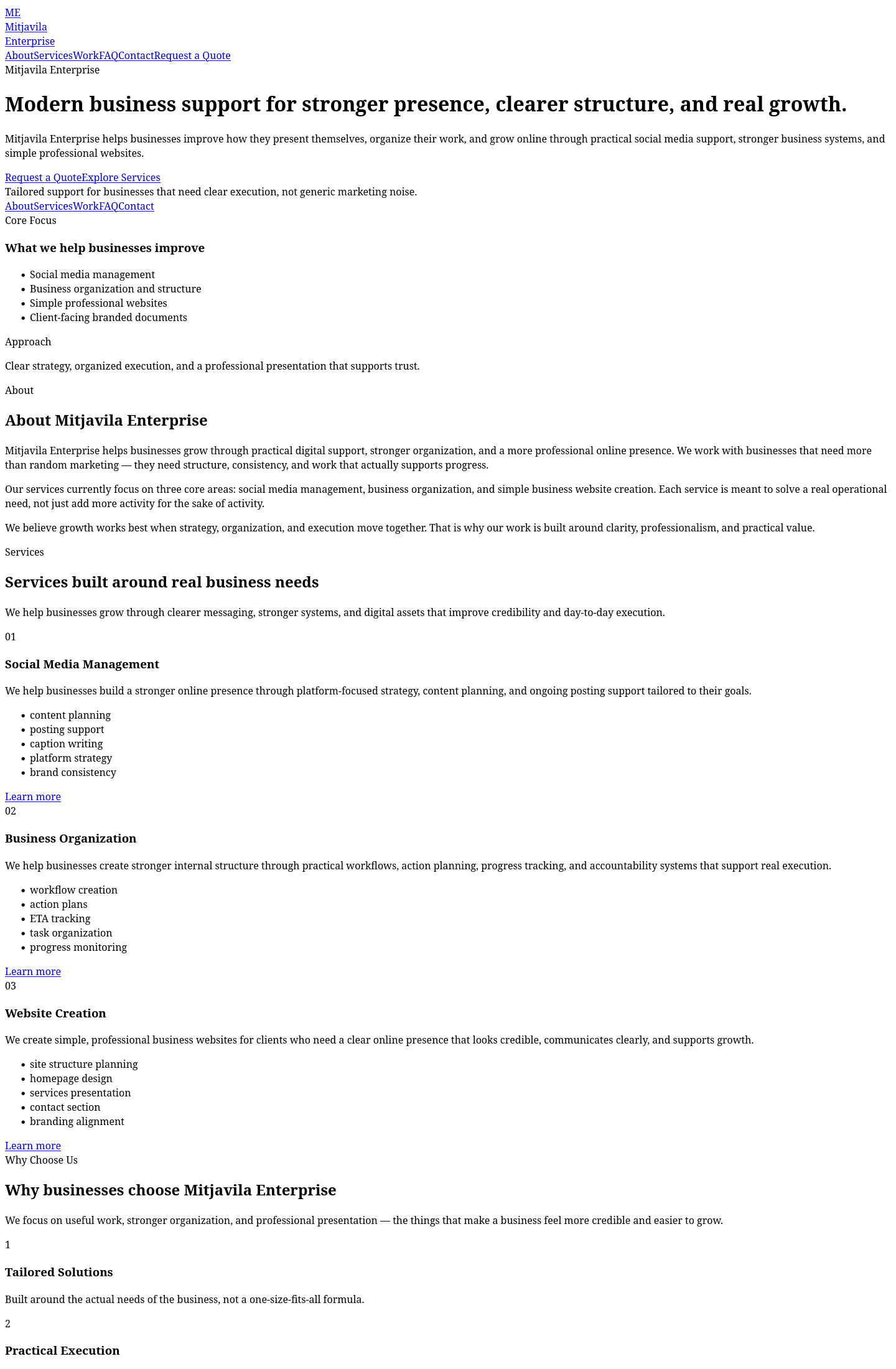 Mitjavila Enterprise Website